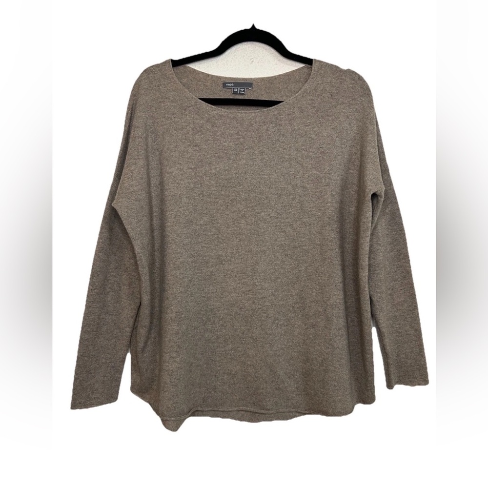 VINCE Oversize Wool Cashmere Blend Boxy Sweater Taupe Women's XS